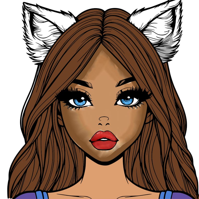 realistic girl with fox ears and realistic lips