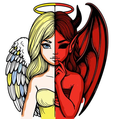 realistic angel half demon