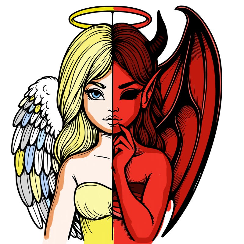 realistic angel half demon