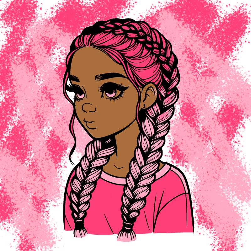 realistic girl with braids