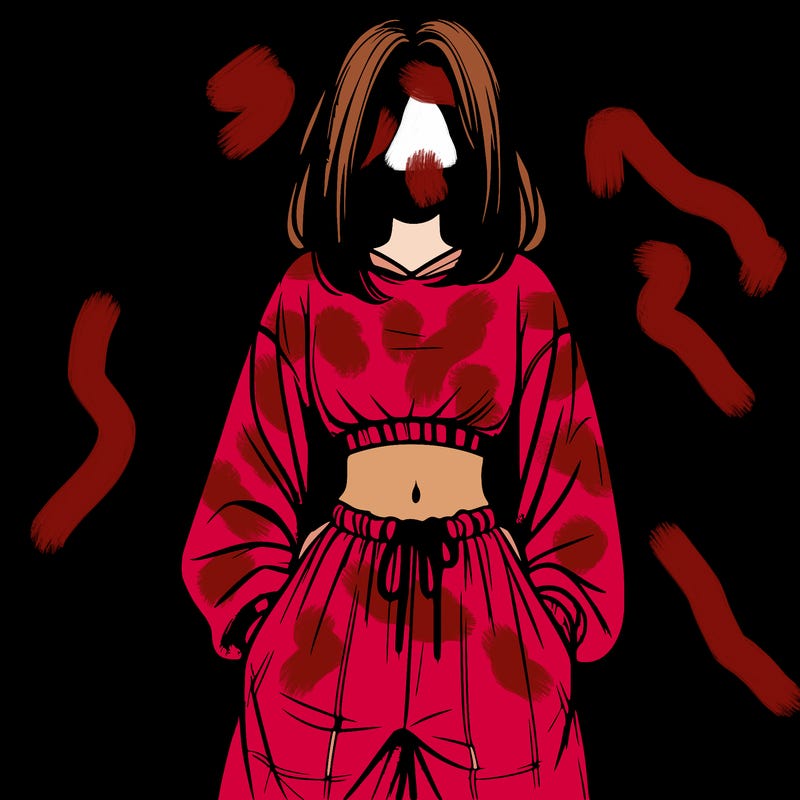 realistic girl faceless with baggy pants and a crop top