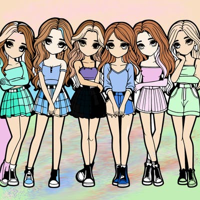 a group of girls realistic