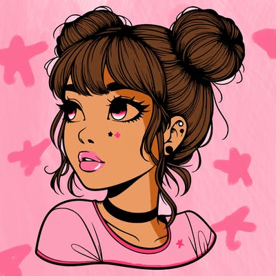 realistic girl with spacebuns
