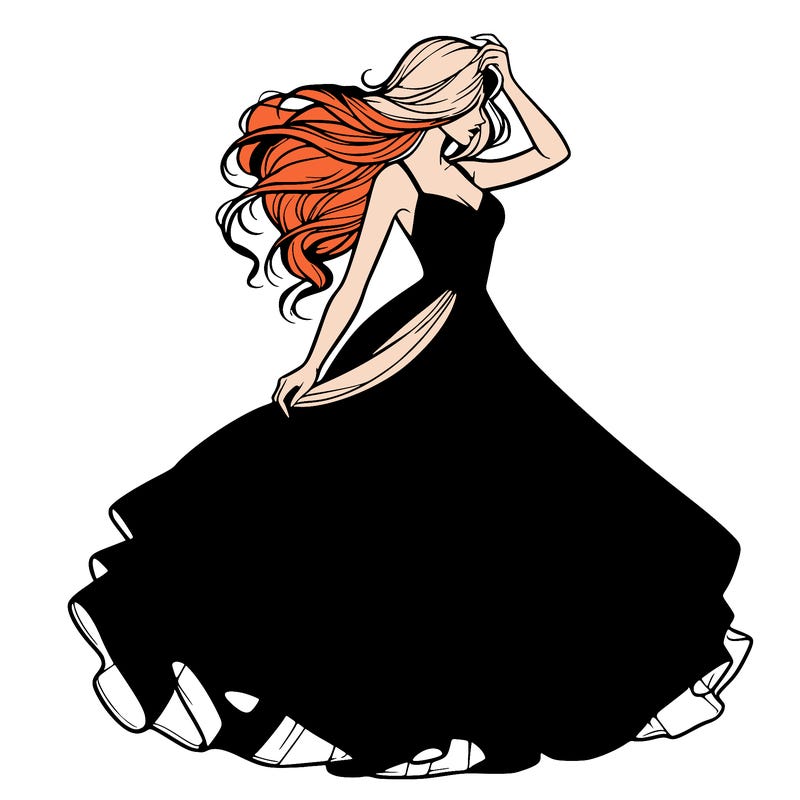 realistic woman with dress flowing in the wind