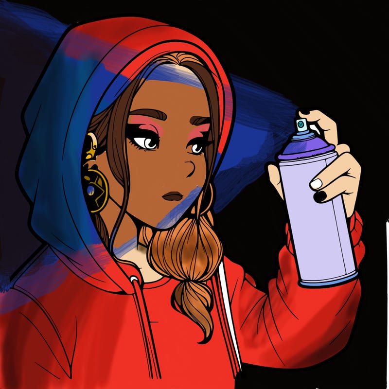 a realistic girl, spray painting