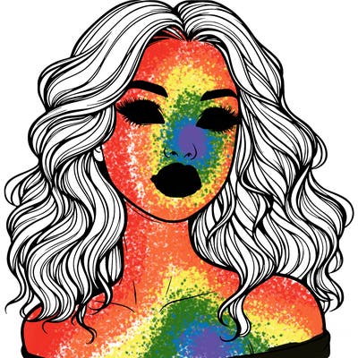 realistic girl with wavy hair and lips