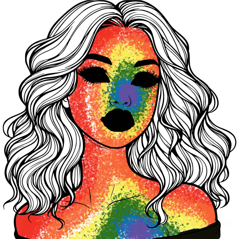 realistic girl with wavy hair and lips