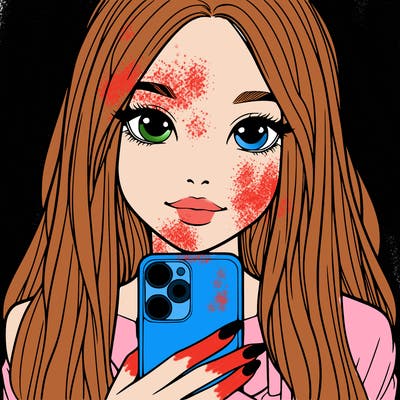 realistic girl with a phone