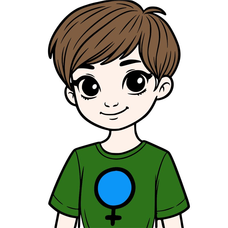 girl with pixie cut and feminist shirt