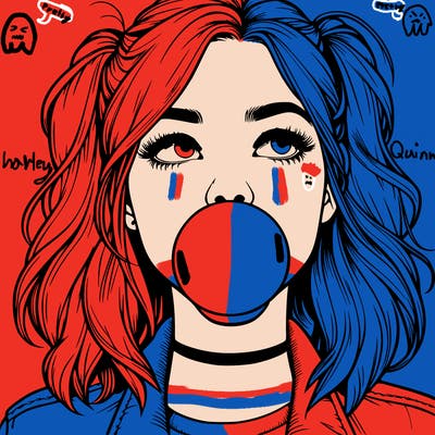 realististic girl blowing bubble -gum