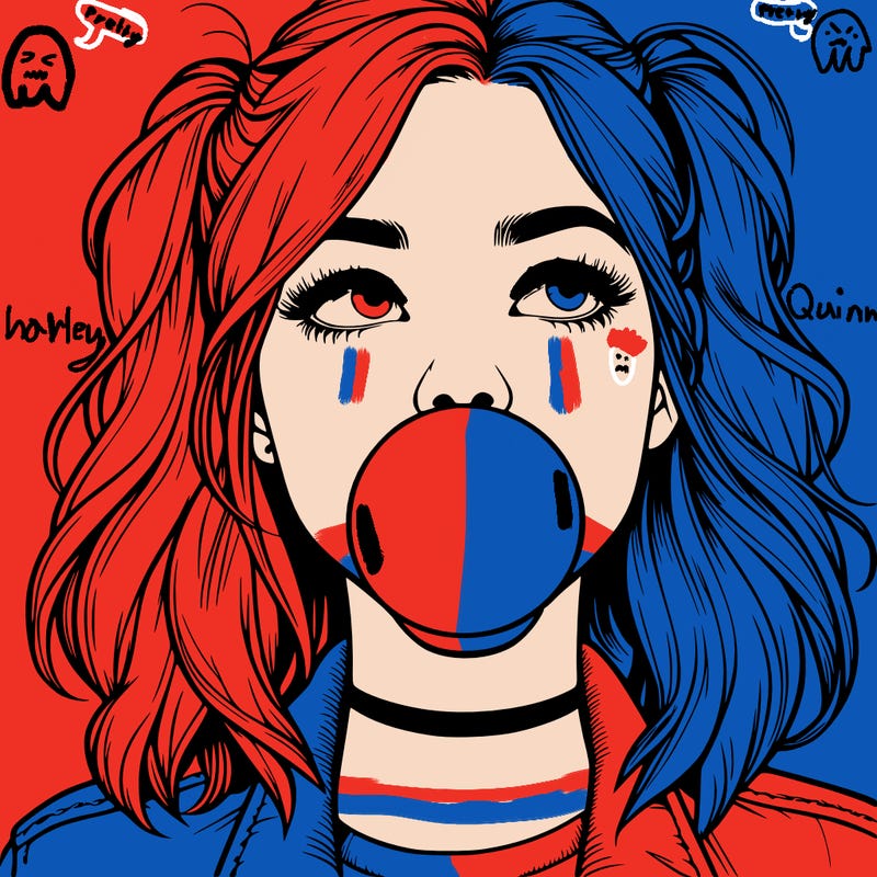 realististic girl blowing bubble -gum