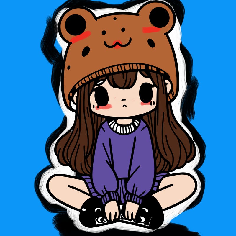 a girl wearing a frog hat and some frog socks