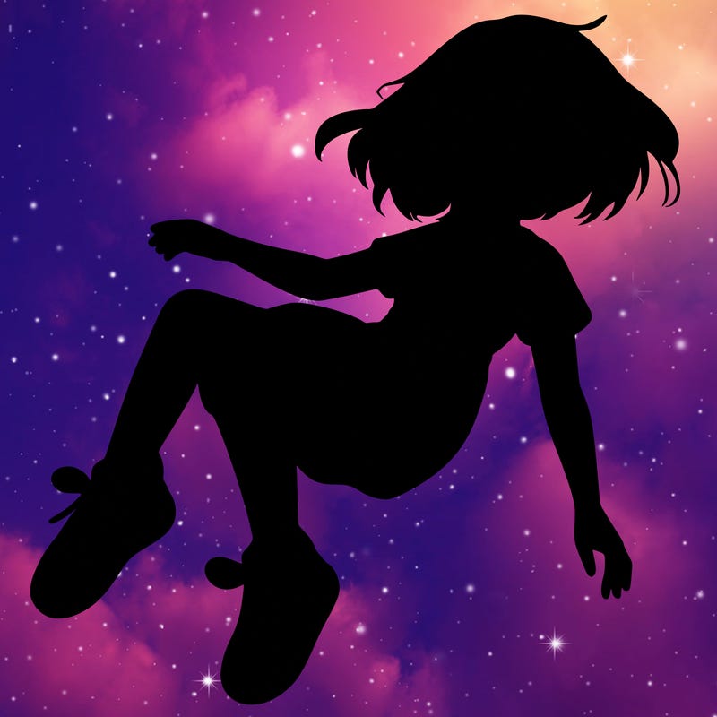 a realistic girl floating