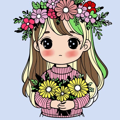 girl with flowers