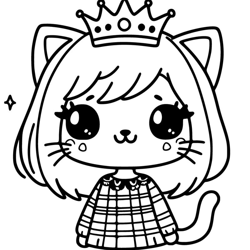 girl kitty crown smile