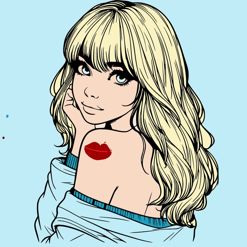 realistic girl with bangs looking over her shoulder