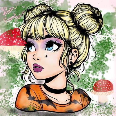 realistic girl with spacebuns