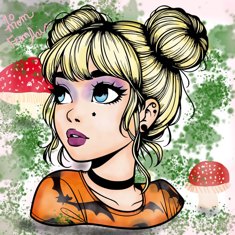 realistic girl with spacebuns