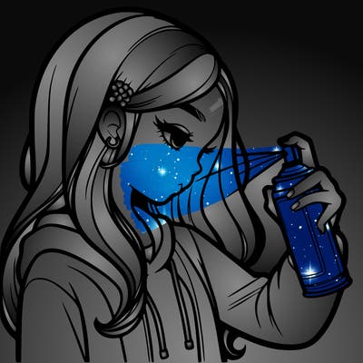 a realistic girl spray painting