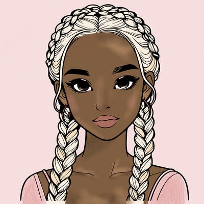 realistic girl with braids