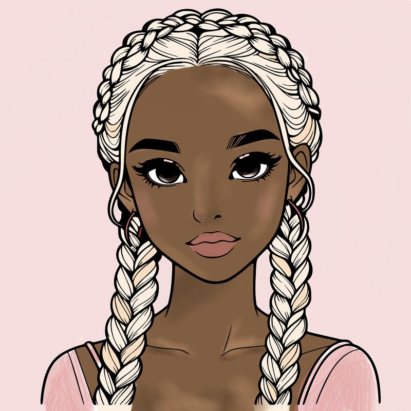 realistic girl with braids