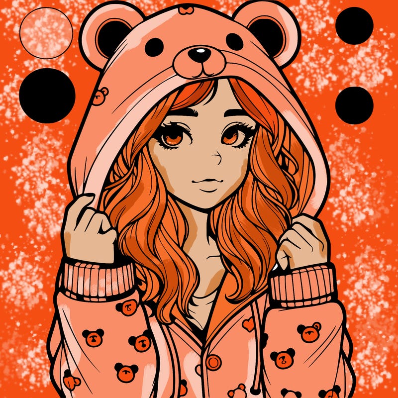 realistic girl in a animal pjs hoodie