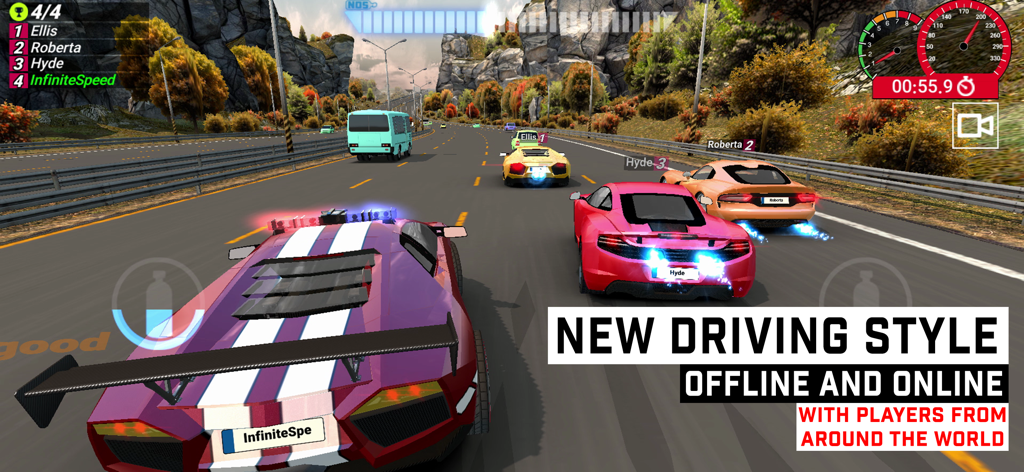 Infinite Speed : Online Racing - Carreras multijugador de coches a alta velocidad en una autopista con coches deportivos y propulsores de nitro