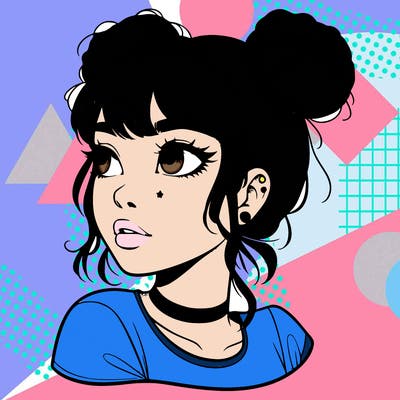 realistic girl with spacebuns