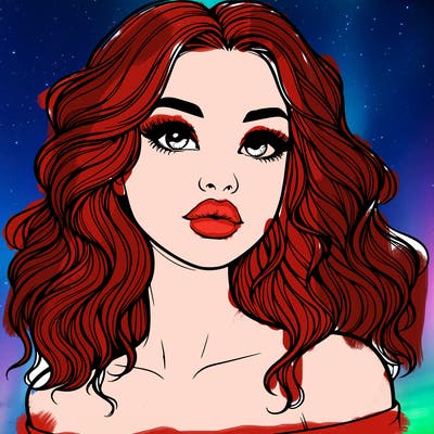 realistic girl with wavy hair and lips