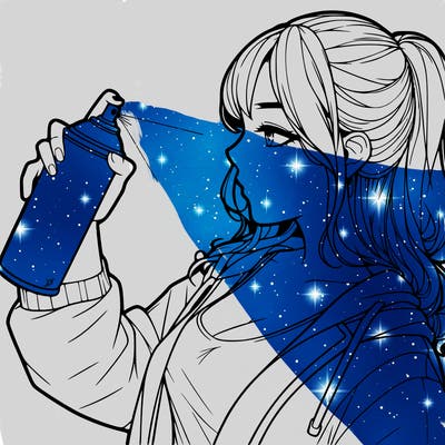 a realistic girl spray, painting