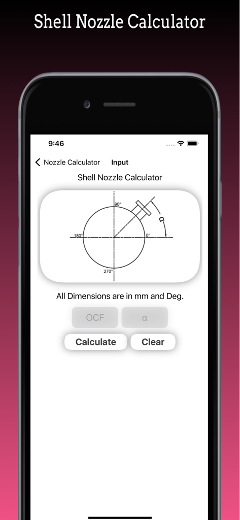 Interfaz de la Calculadora de Boquillas de Camisa en una aplicación móvil para marcado de fabricación industrial