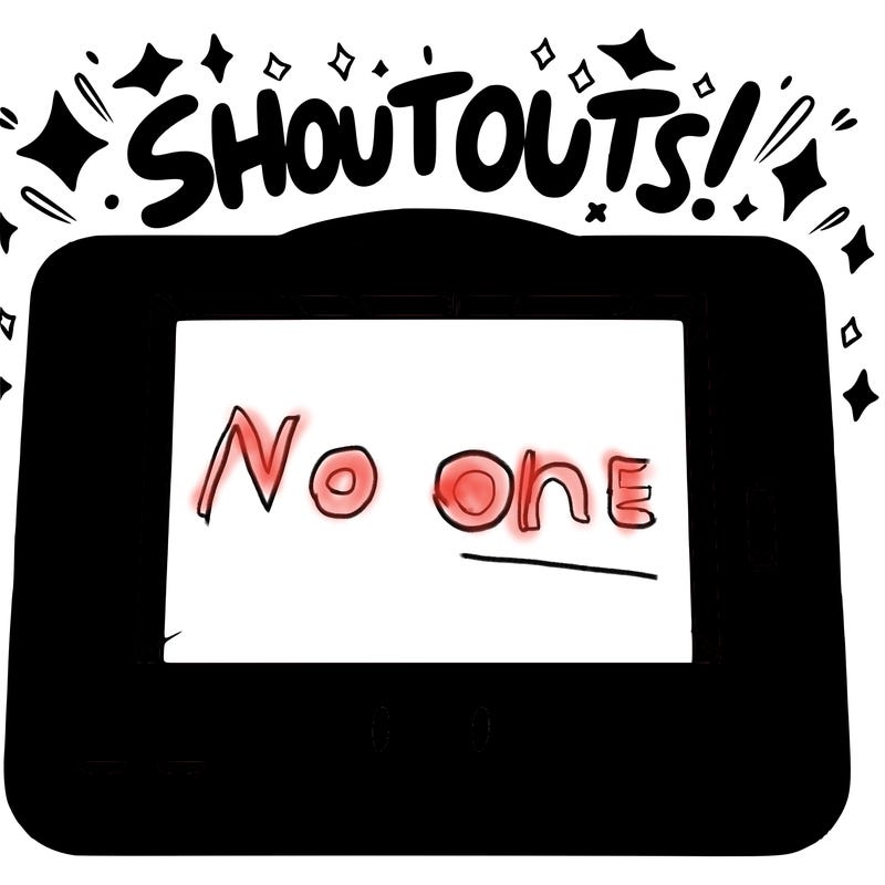 blank canvas that says above it shoutouts