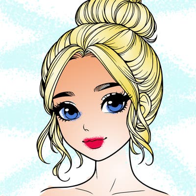 realistic pretty girl with hair in bun