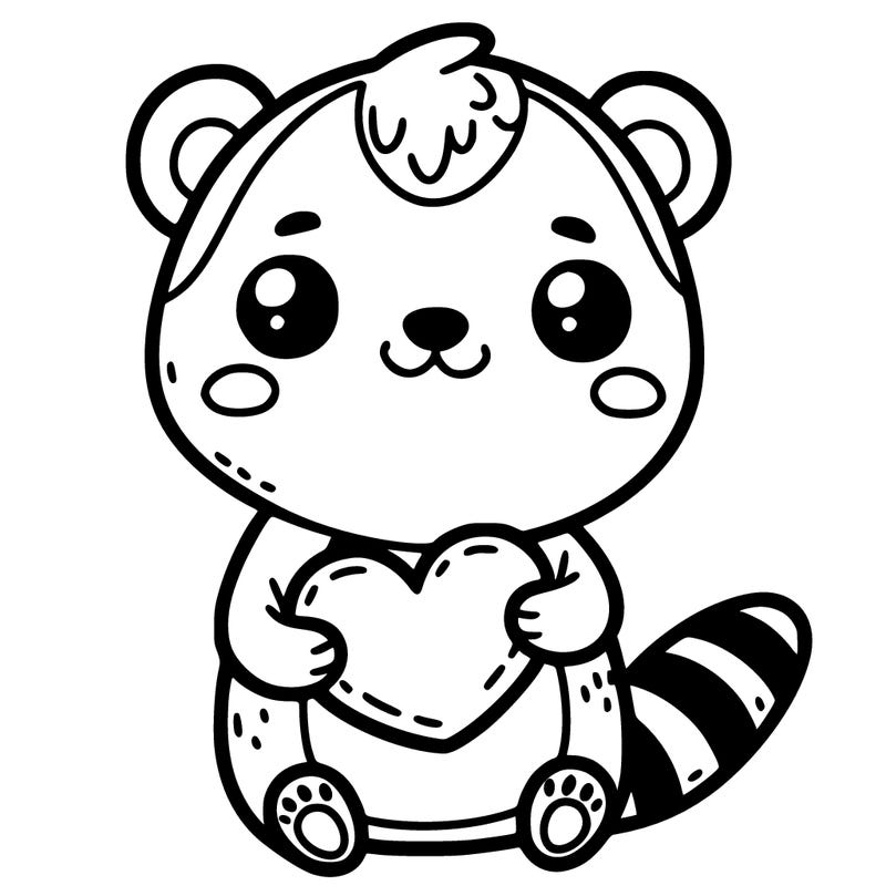 cute animal holding a heart