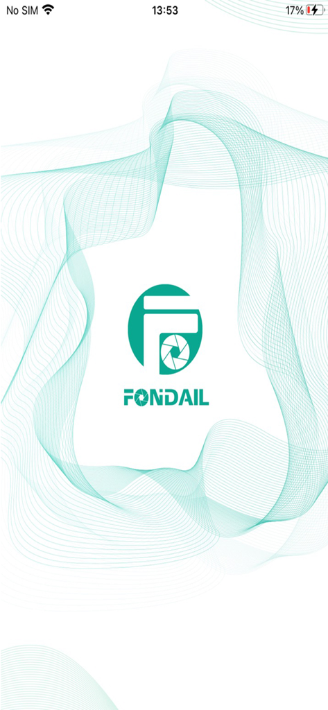 FONDAIL - Fondail app splash screen with brand logo and teal wave background