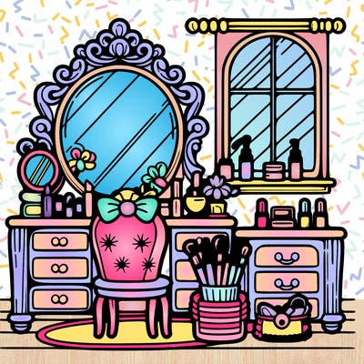 beauty room with vanity