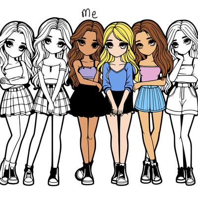 a group of girls realistic