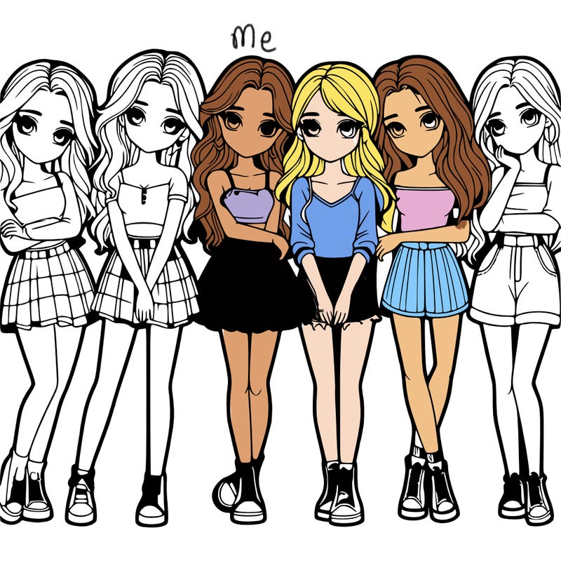 a group of girls realistic