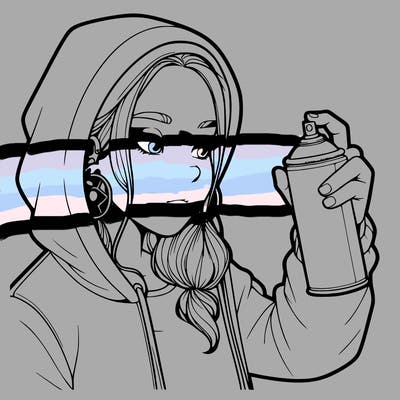 a realistic girl, spray painting