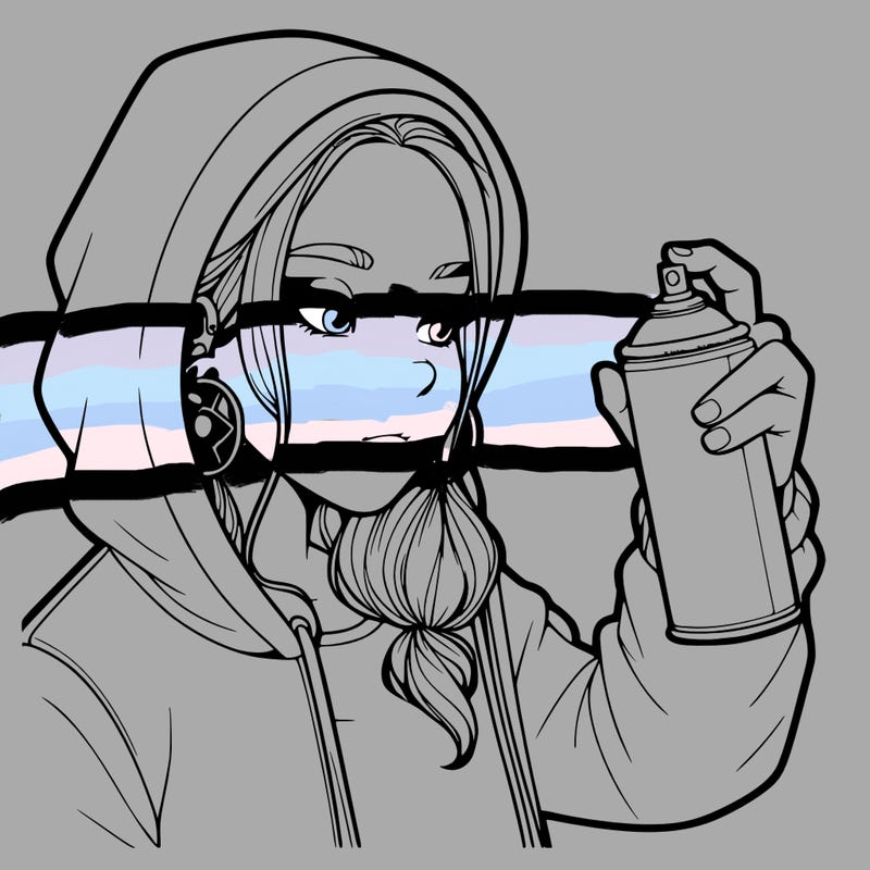 a realistic girl, spray painting