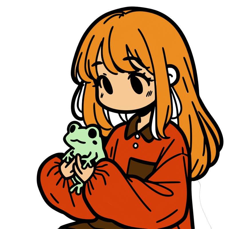 girl with long hair and a oversized shirt. and she is holding a frog