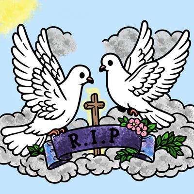 r.i.p with doves