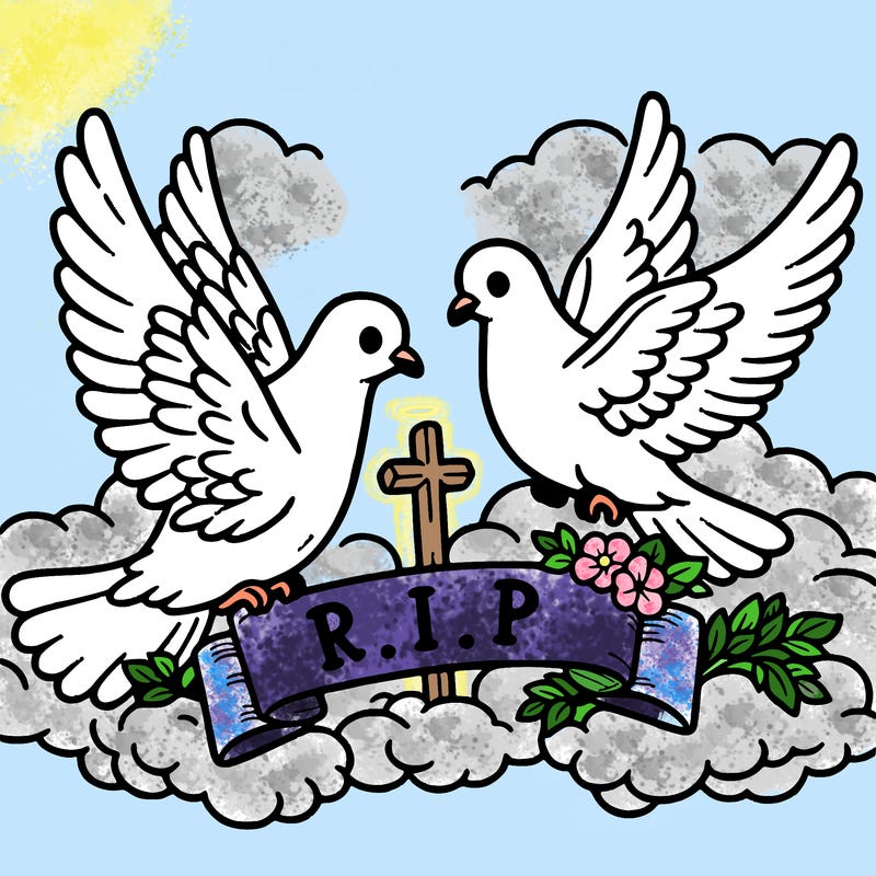 r.i.p with doves