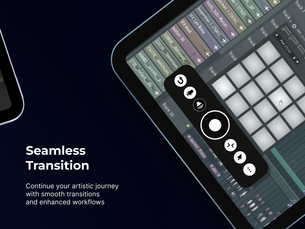 Holo.Pen: Virtual Tablet - La aplicación Holo Pen en un iPad mostrando un menú flotante con atajos personalizables para la integración de software de escritorio