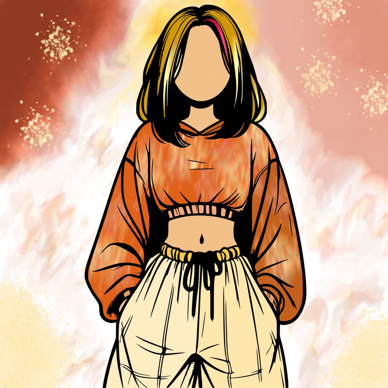 realistic girl faceless with baggy pants and a crop top