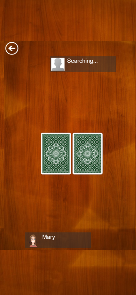 Buscando un oponente en una partida multijugador online en vivo del juego de cartas Speed.