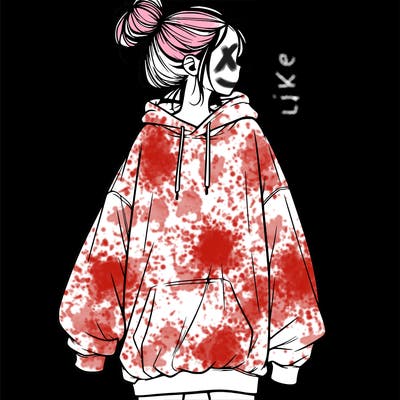 realistic girl with a oversized sweatshirt on and a bun