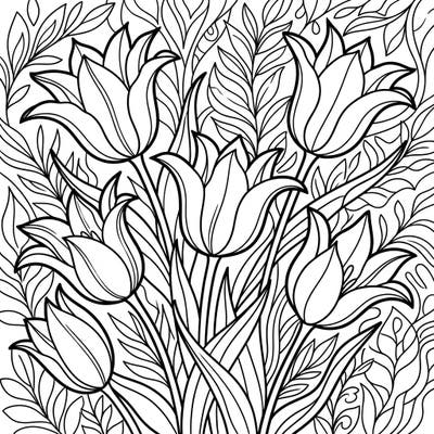 Dive into a garden of elegance with our Lily-Flowered Tulips coloring page, specially crafted for young artists. Children will love bringing these beautiful, slender-petaled flowers to life with their favorite colors.