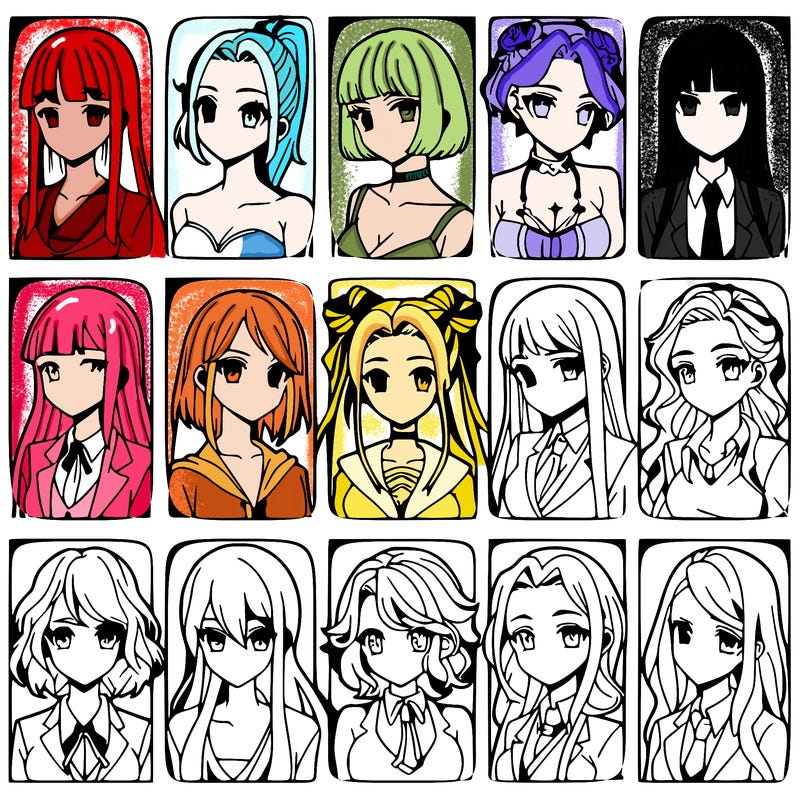 girls that look diffrent anime