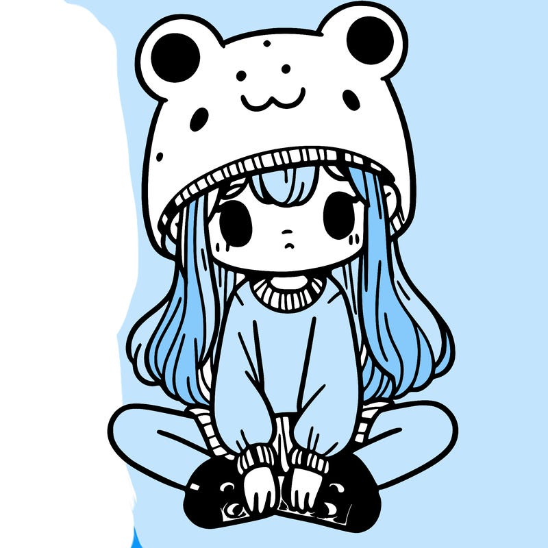 a girl wearing a frog hat and some frog socks